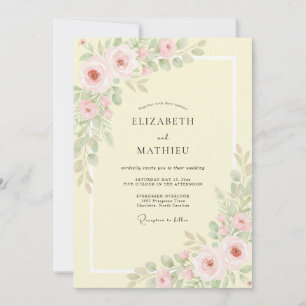 Boter Blush Bloem Bruiloft Kaart