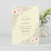 Boter Blush Bloem Bruiloft Kaart (Staand voorkant)
