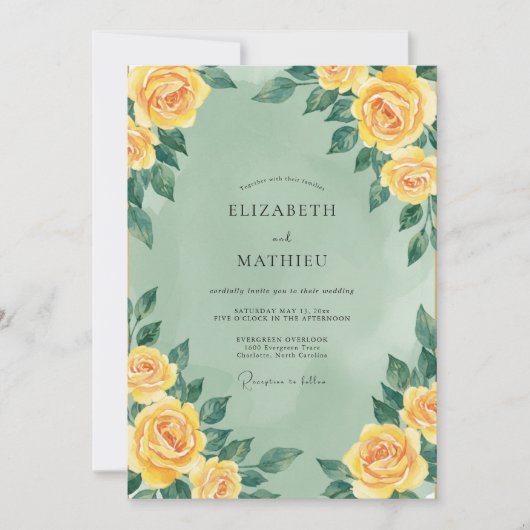 Boter Celadon Zachte Roze Bruiloft Kaart (Voorkant)
