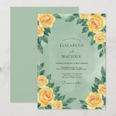 Boter Celadon Zachte Roze Bruiloft Kaart (Voorkant / Achterkant)