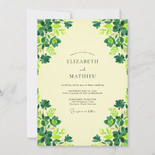 Boter Chartreuse Klaver Eucalyptus Bruiloft Kaart