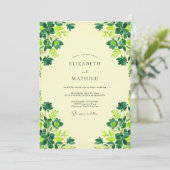 Boter Chartreuse Klaver Eucalyptus Bruiloft Kaart (Staand voorkant)