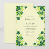 Boter Chartreuse Klaver Eucalyptus Bruiloft Kaart (Voorkant / Achterkant)