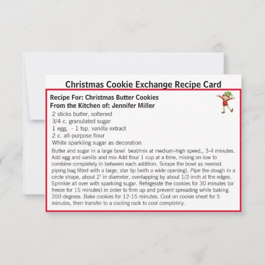 Boter Cookie Exchange Recipe kerstkaart (Achterkant)