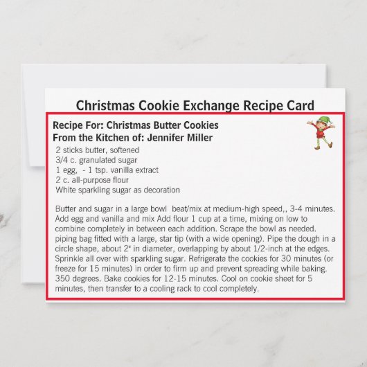 Boter Cookie Exchange Recipe Kerstmis Feestdagenkaart (Achterkant)