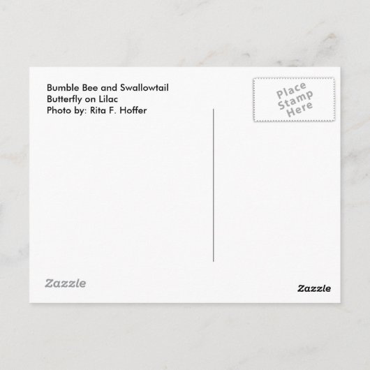 Boter en bijen op Lila Briefkaart (Achterkant)