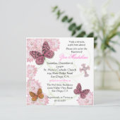 Boter en bloemen Baptisme Invitation Kaart (Staand voorkant)