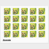 Boter en bloemen vierkante sticker (Vel)