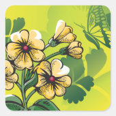 Boter en bloemen vierkante sticker (Voorkant)