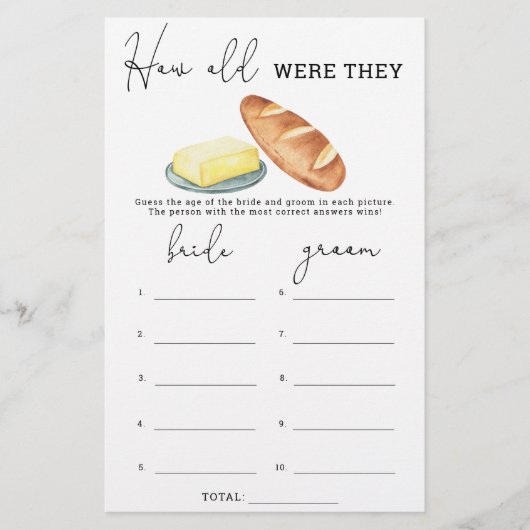 Boter en brood. Hoe oud was het bruidsspel? (Voorkant)