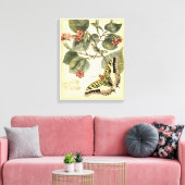 Boter en dragonfly met rode bloemen canvas afdruk (Insitu (Woonkamer))