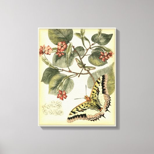 Boter en dragonfly met rode bloemen canvas afdruk (Voorkant)
