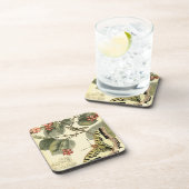 Boter en dragonfly met rode bloemen drankjes onderzetter (Rechterzijde)