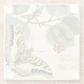 Boter en dragonfly met rode bloemen glazen onderzetter (Achterkant)