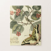 Boter en dragonfly met rode bloemen legpuzzel (Verticaal)