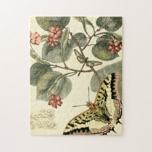 Boter en dragonfly met rode bloemen legpuzzel