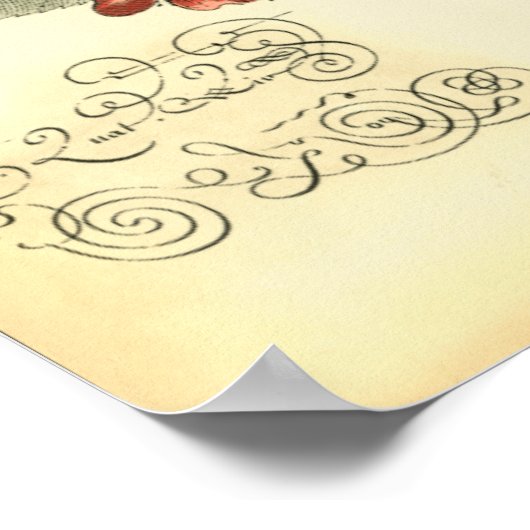 Boter en dragonfly met rode bloemen poster (Hoek)