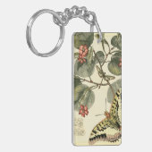 Boter en dragonfly met rode bloemen sleutelhanger (Voorkant Links)