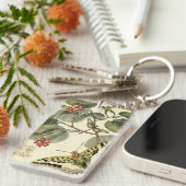 Boter en dragonfly met rode bloemen sleutelhanger (Voorkant Rechts)