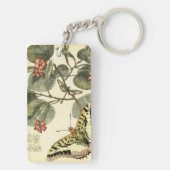 Boter en dragonfly met rode bloemen sleutelhanger (achterkant)