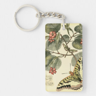 Boter en dragonfly met rode bloemen sleutelhanger