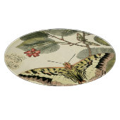 Boter en dragonfly met rode bloemen snijplank (Hoek)