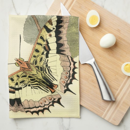 Boter en dragonfly met rode bloemen theedoek (Quarter Fold)