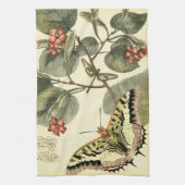 Boter en dragonfly met rode bloemen theedoek (Verticaal)