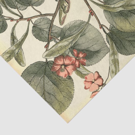 Boter en dragonfly met rode bloemen tissuepapier (Detail)