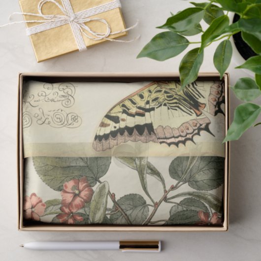 Boter en dragonfly met rode bloemen tissuepapier (Geschenk)