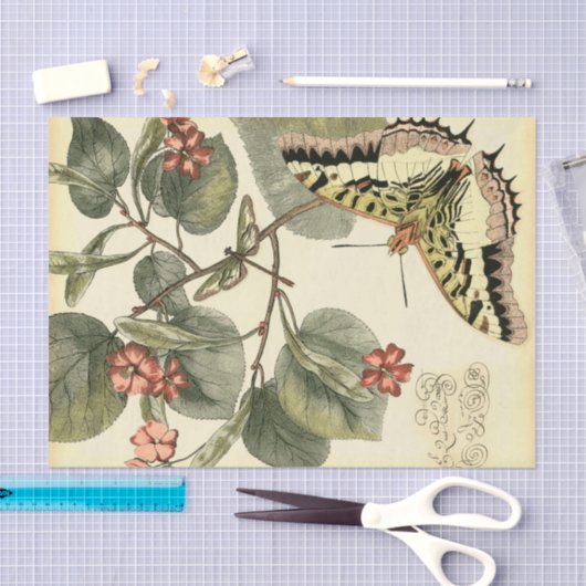 Boter en dragonfly met rode bloemen tissuepapier (Craft)