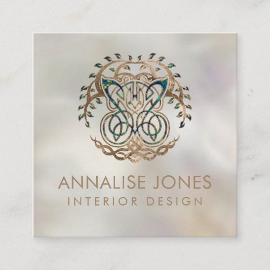 Boter en levensboom Yggdrasil Vierkante Visitekaartje (Voorkant)