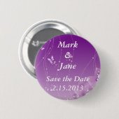Boter en paarse bloemen ronde button 5,7 cm (Voorkant /achterkant)