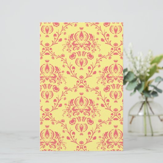 Boter en veenbes Damask Briefpapier (Staand voorkant)