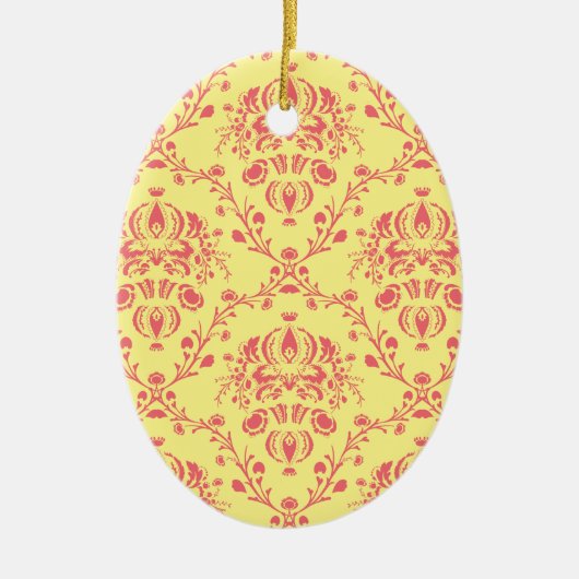 Boter en veenbes Damask Keramisch Ornament (Voorkant)