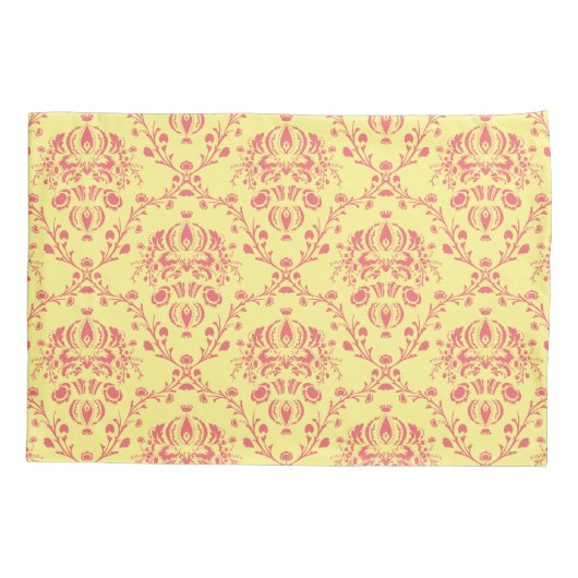 Boter en veenbes Damask Kussensloop (Achterkant-Links)