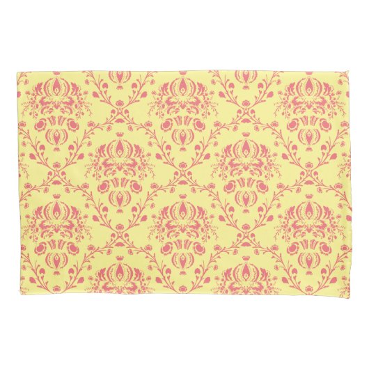 Boter en veenbes Damask Kussensloop (Voorkant-Links)