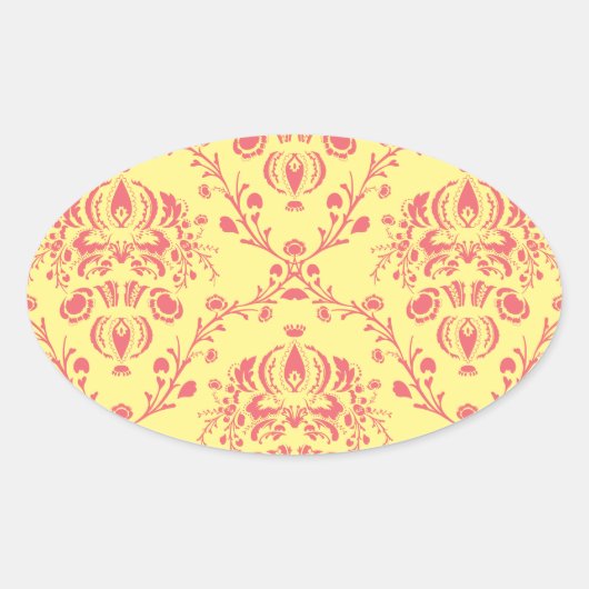 Boter en veenbes Damask Ovale Sticker (Voorkant)