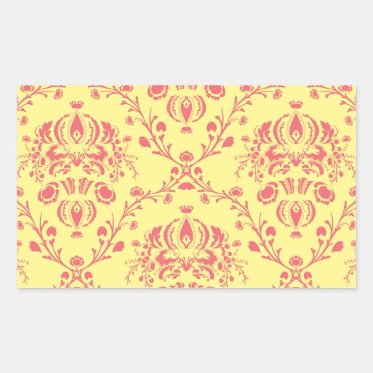 Boter en veenbes Damask Rechthoekige Sticker (Voorkant)