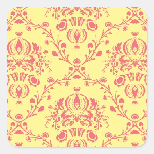 Boter en veenbes Damask Vierkante Sticker (Voorkant)