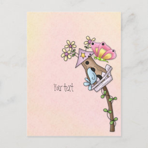 Boter- en vogelbijeenkomst in het vogelhuis briefkaart