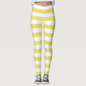 Boter en witte kleur horizontaal gestreept leggings (Voorkant)
