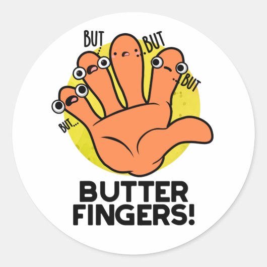 Boter Fingers Funny Anatomy Pun Ronde Sticker (Voorkant)