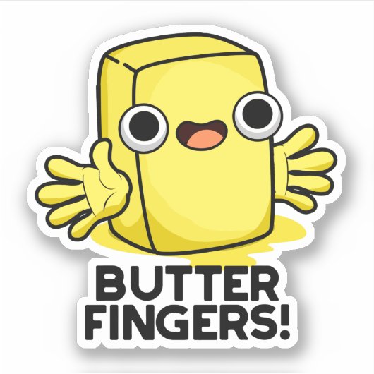 Boter Fingers Funny Butter Food Pun Sticker (Voorkant)