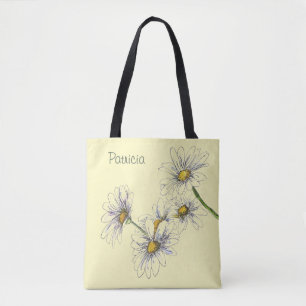Boter Geel Aquarel Madeliefje Ontwerp op Tote Bag
