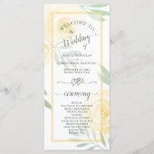 Boter Geel Aquarel Rozen Elegante Trouwfeest Programmakaart (Voorkant)