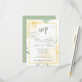 Boter Geel Boho Chic Waterverfrozen Bruiloft RSVP Kaartje