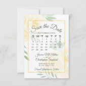 Boter Geel Boho Rozen Elegante Kalender Trouwdag Save The Date (Voorkant)