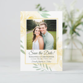 Boter Geel Boho Waterverfrozen Foto Bruiloft Save The Date