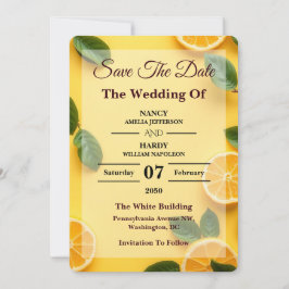 Boter Geel Citrus Bruiloft Save The Date